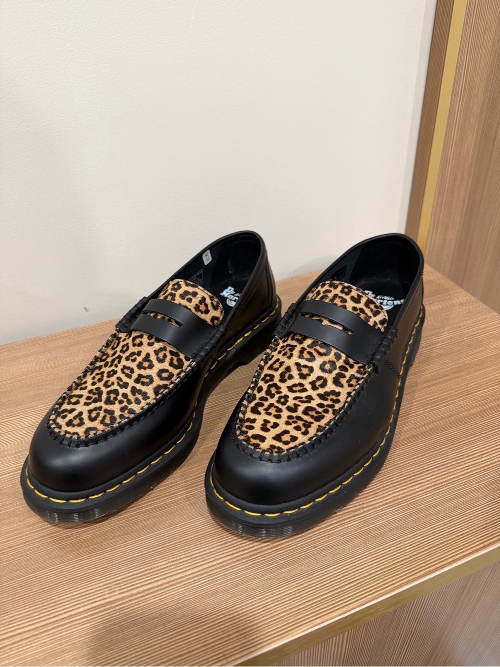 Dr. Martens Penton Loafers Leopard Hair On Black Smooth Leather Mens 11 Women 12